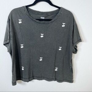Pink Victoria Secret Cherry Cropped Tee Shirt Sz Large